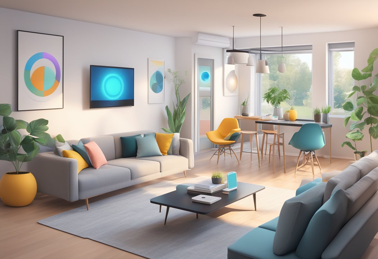 Smart home devices and health gadgets seamlessly working together in a modern living space